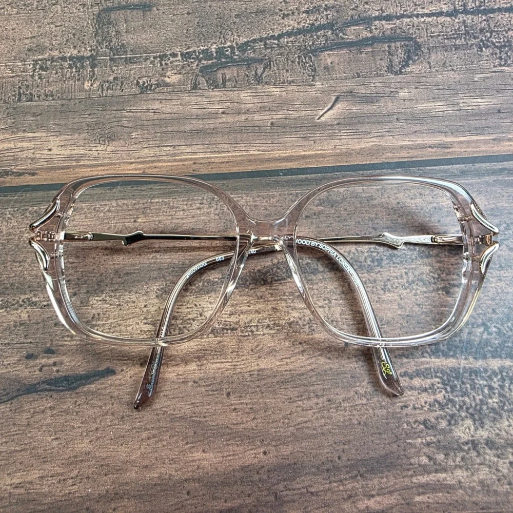 Sophia Loren by Zyloware M087 Eyeglasses Translucent Brown Gold Rhinestone 55-16